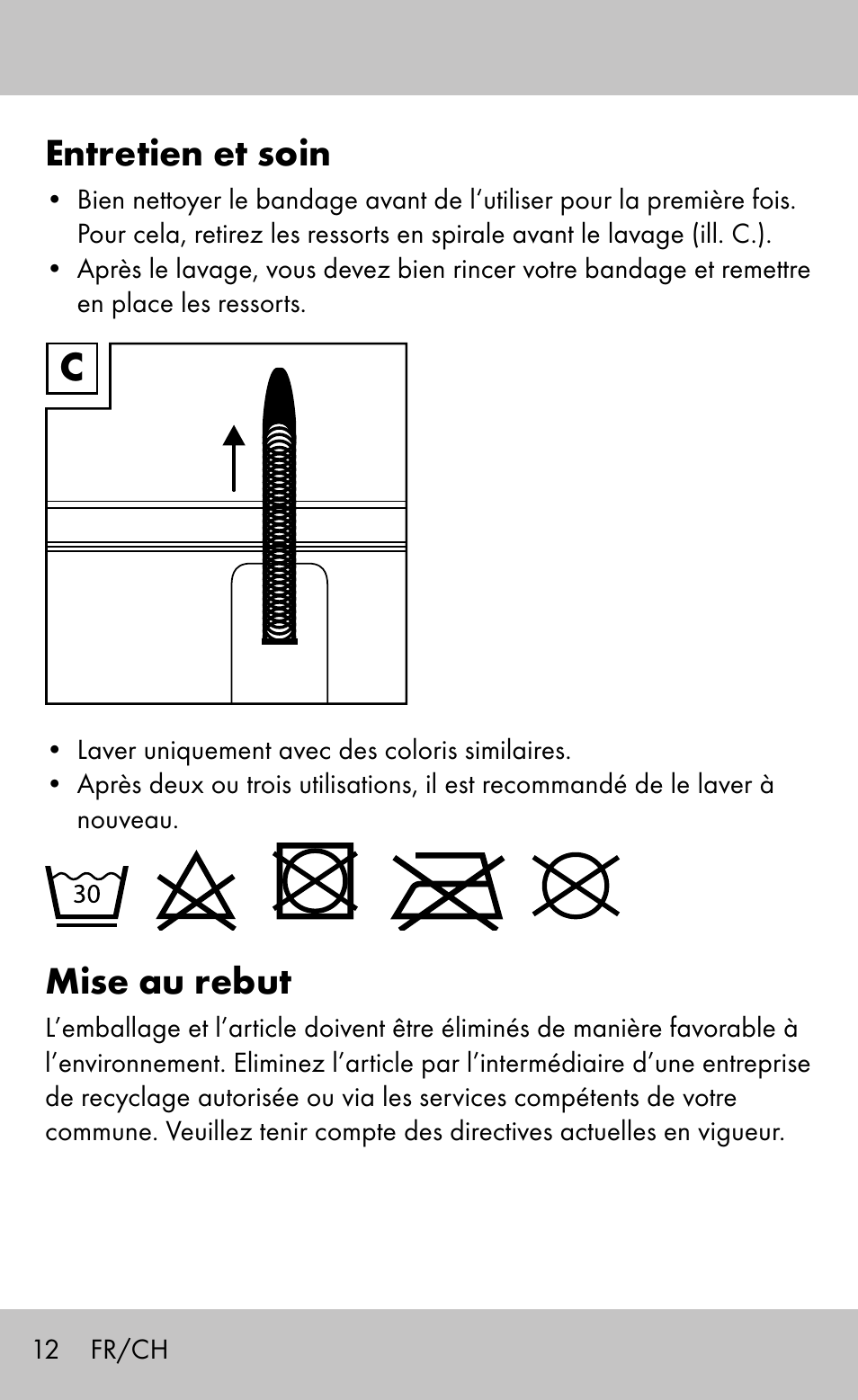 Entretien et soin, Mise au rebut | Sensiplast Knee Brace / Genu-Active User Manual | Page 12 / 24