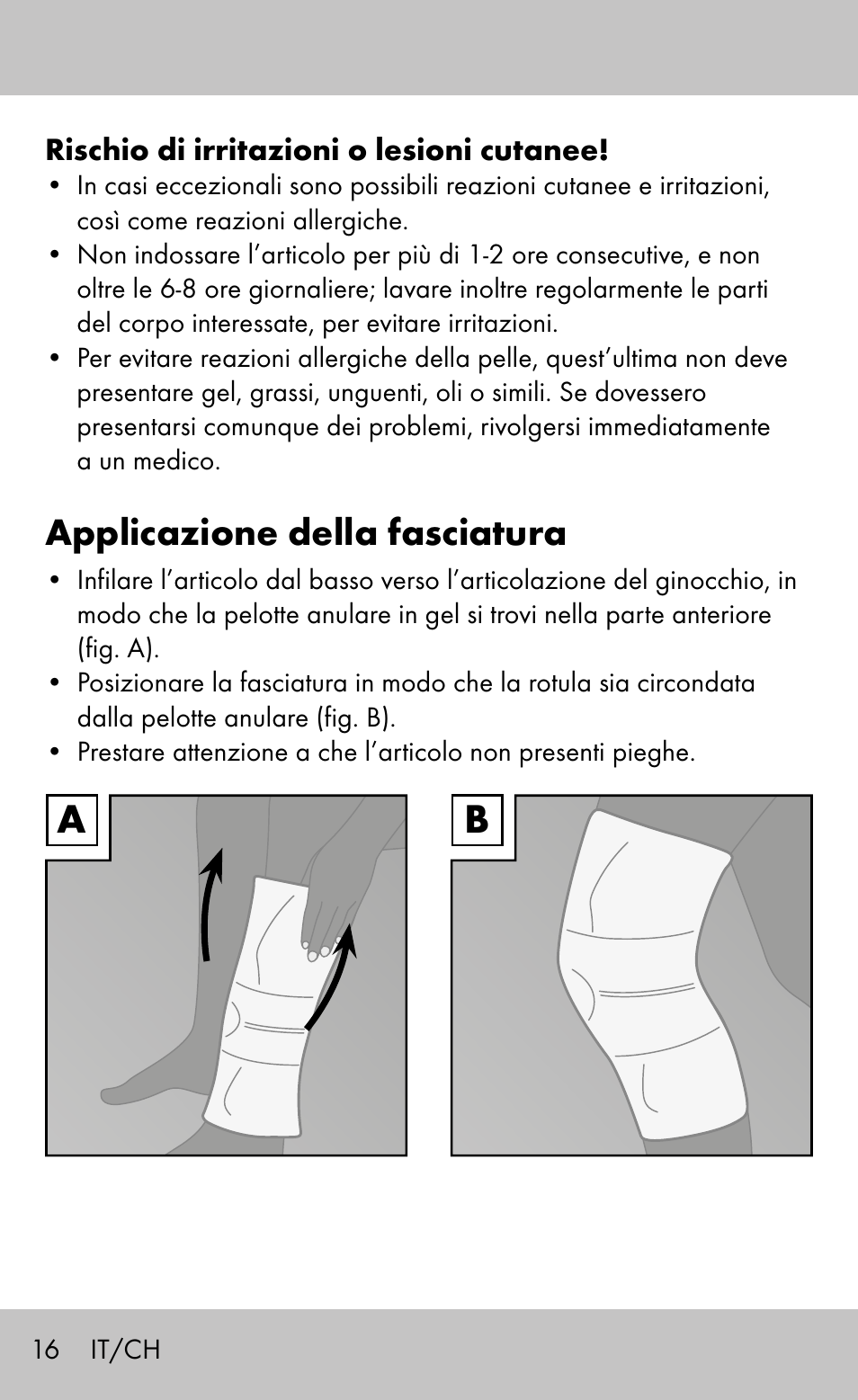 Applicazione della fasciatura | Sensiplast Knee Brace / Genu-Active User Manual | Page 16 / 24