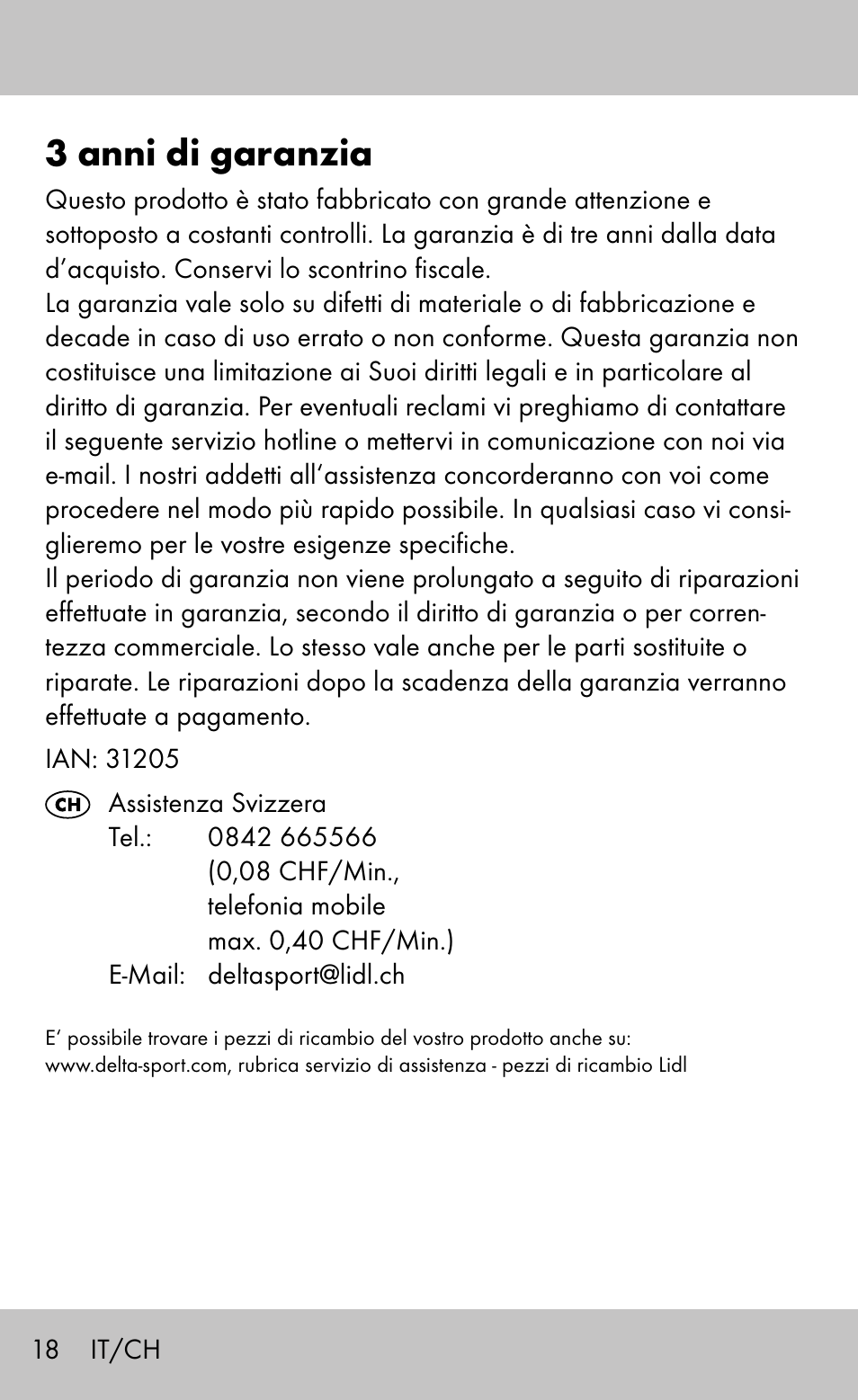 3 anni di garanzia | Sensiplast Knee Brace / Genu-Active User Manual | Page 18 / 24