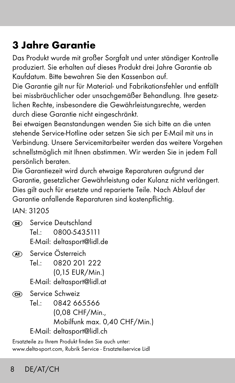 3 jahre garantie | Sensiplast Knee Brace / Genu-Active User Manual | Page 8 / 24