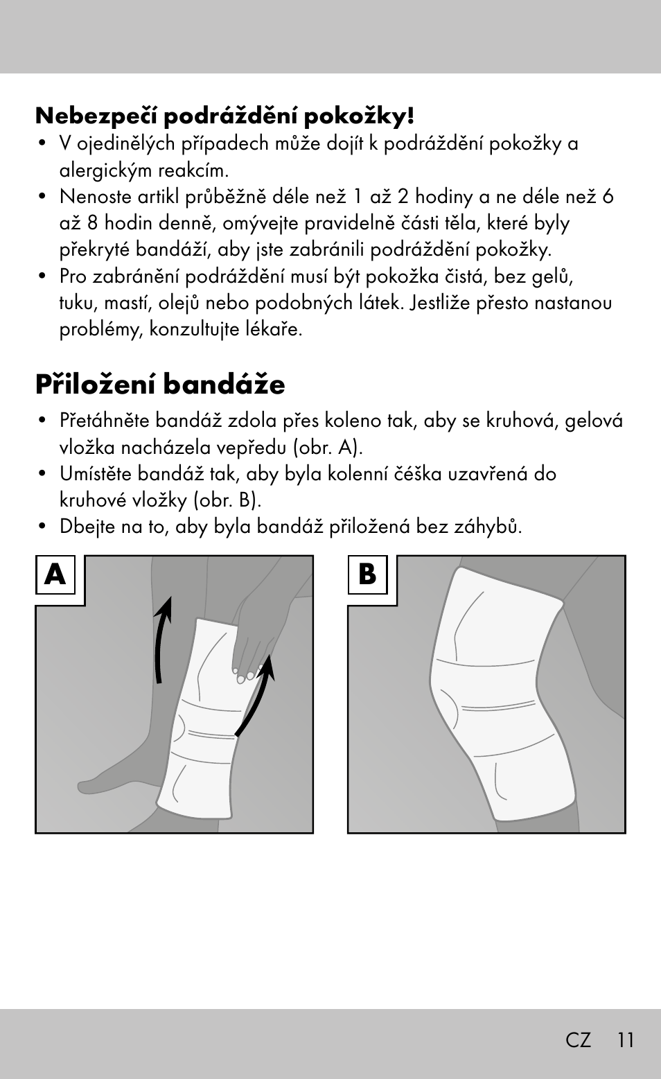 Přiložení bandáže | Sensiplast Knee Brace / Genu-Active User Manual | Page 11 / 24