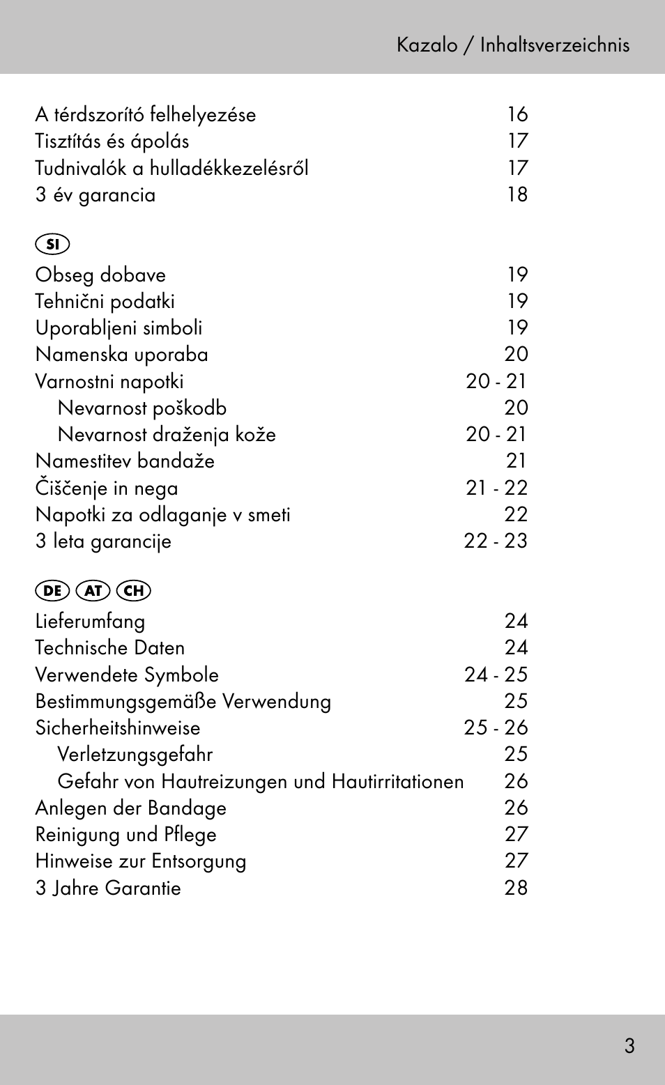 Sensiplast Knee Brace / Genu-Active User Manual | Page 3 / 32