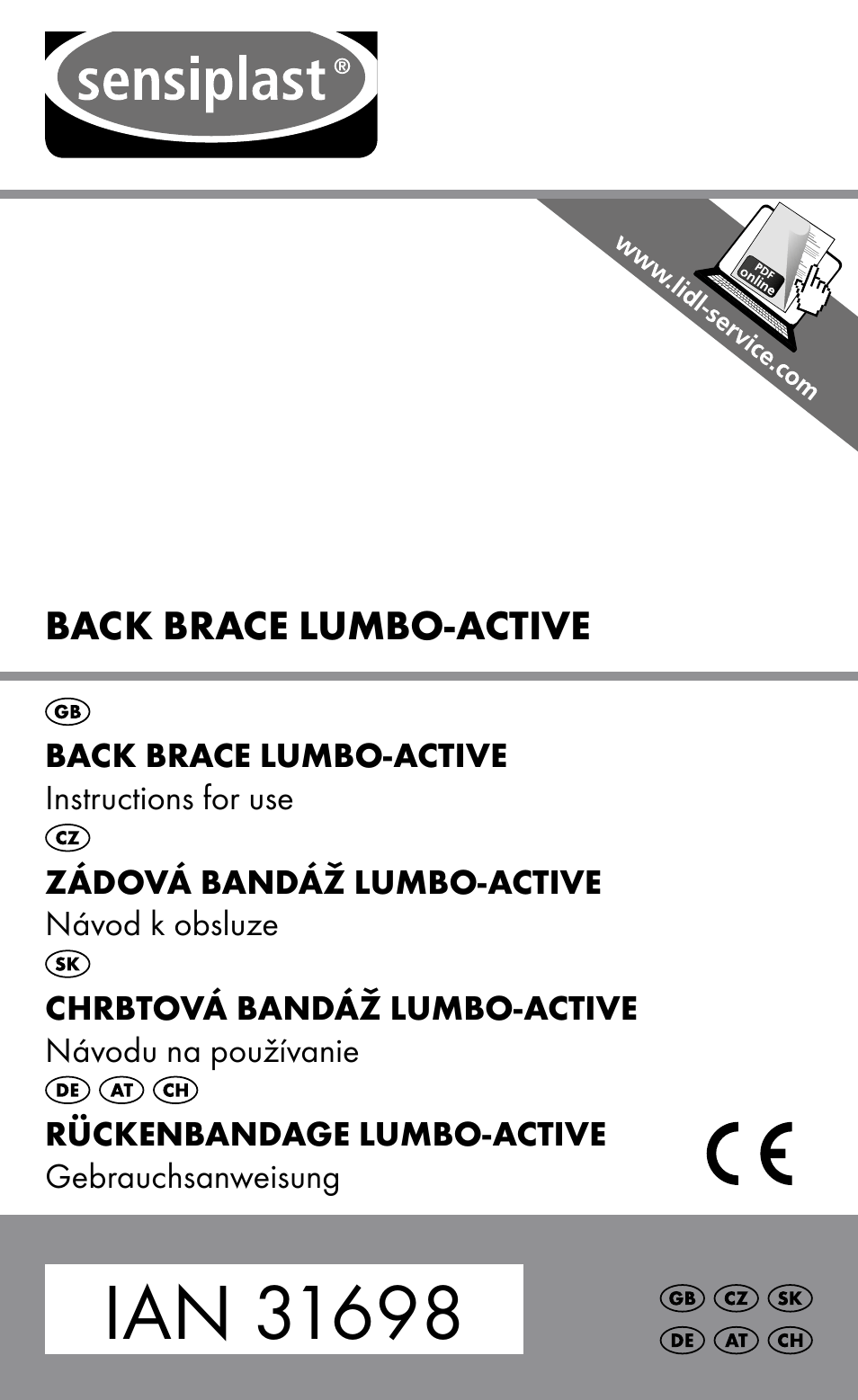 Sensiplast Back Brace / Lumbo-Active User Manual | 24 pages