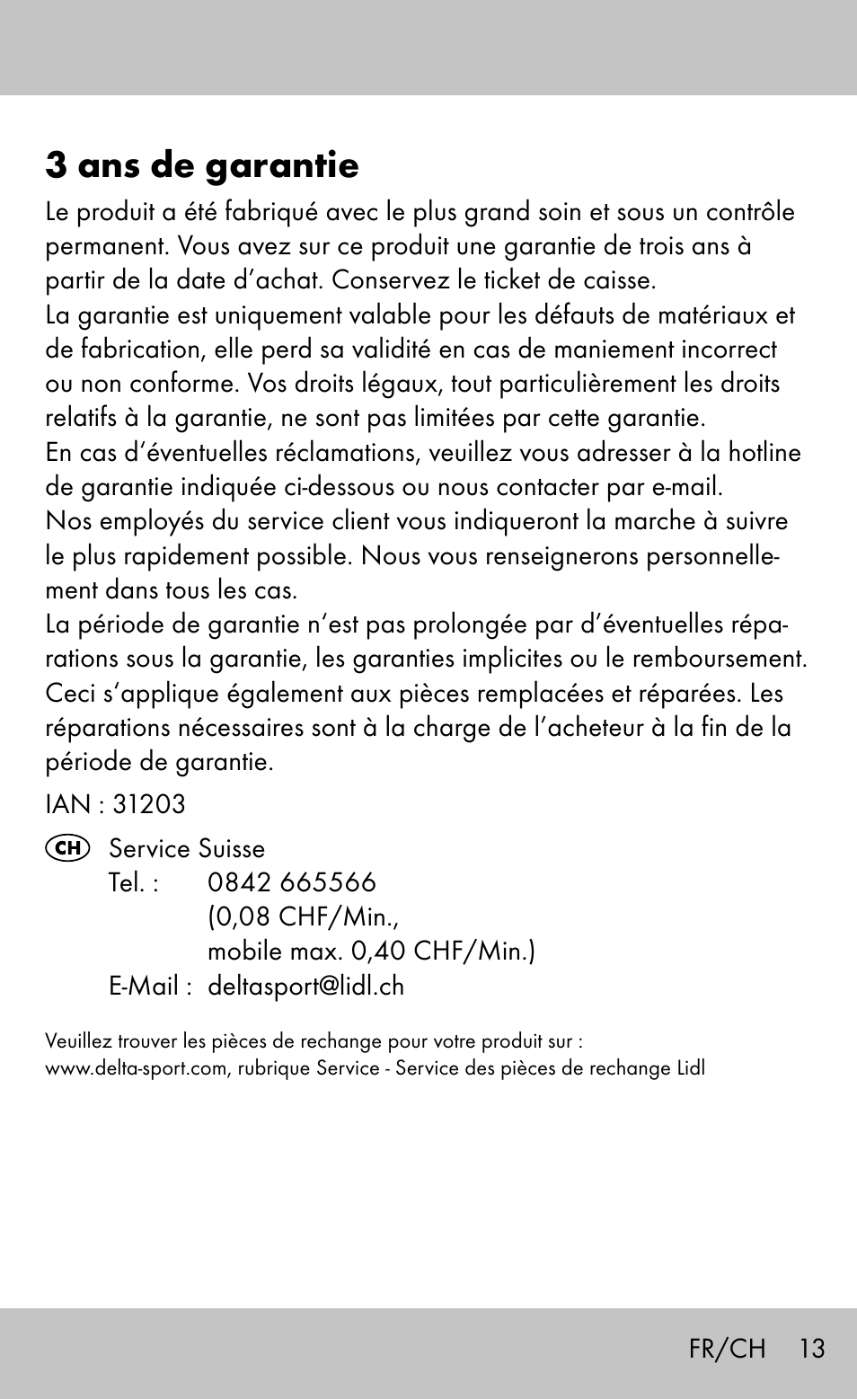 3 ans de garantie | Sensiplast Ankle Brace Malleo Active User Manual | Page 13 / 24