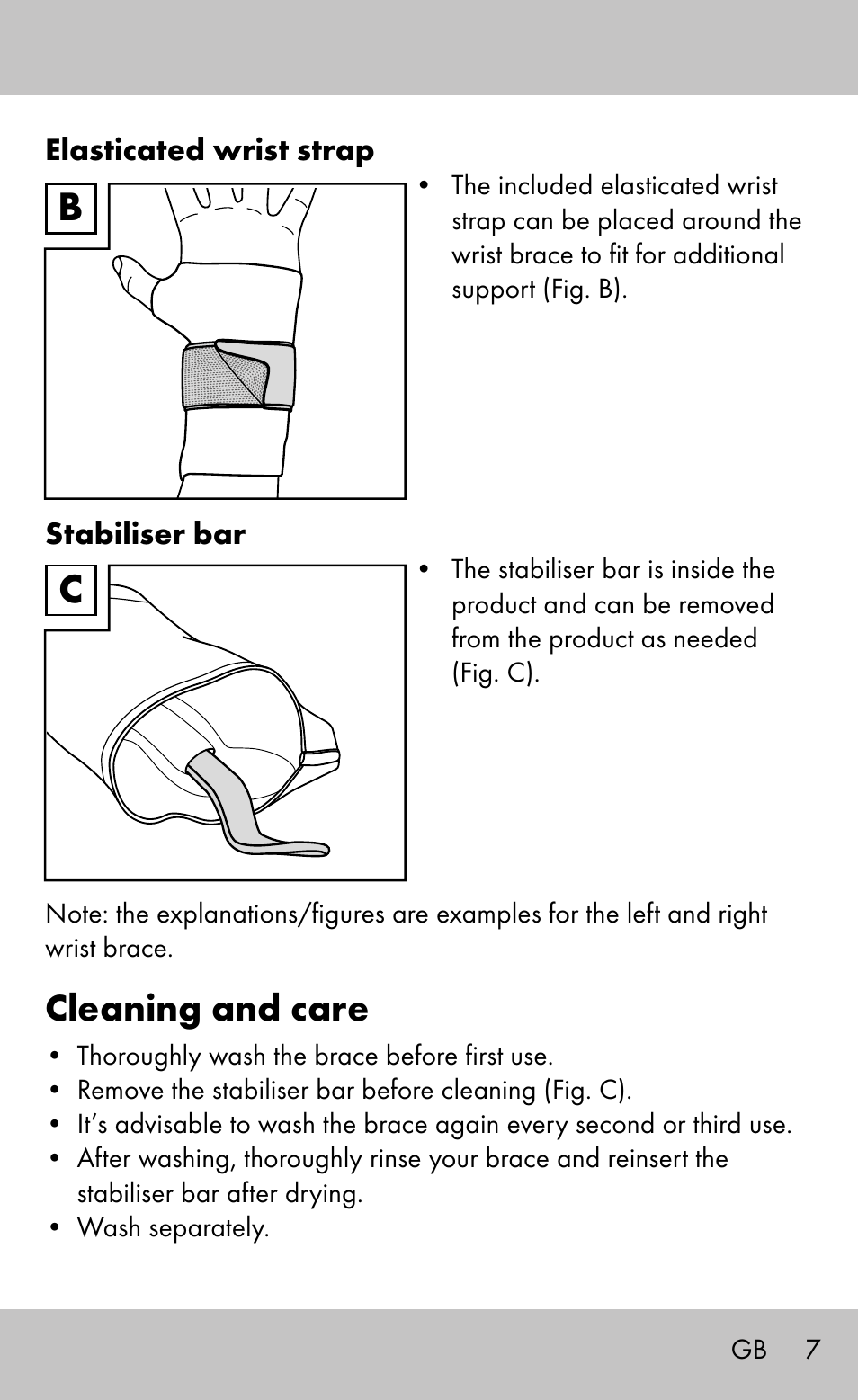 Cleaning and care | Sensiplast Wrist Brace / Manu Active User Manual | Page 7 / 36