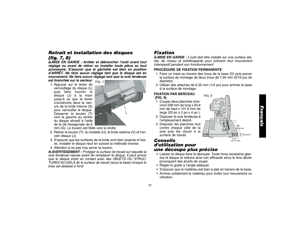 Fixation | DeWalt D28700 User Manual | Page 23 / 44