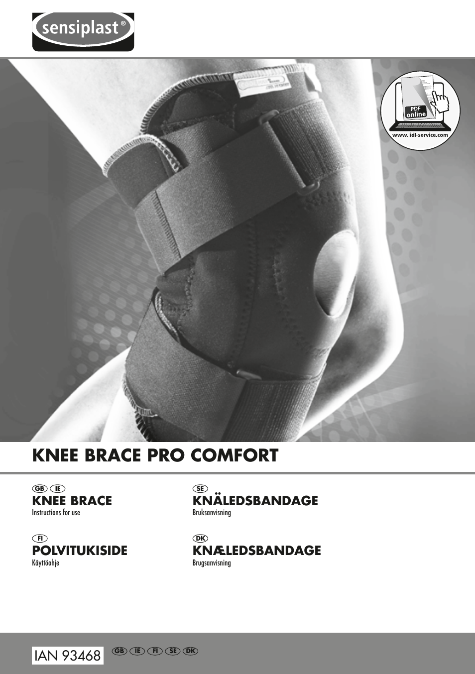 Sensiplast Pro Comfort Knee Brace User Manual | 4 pages