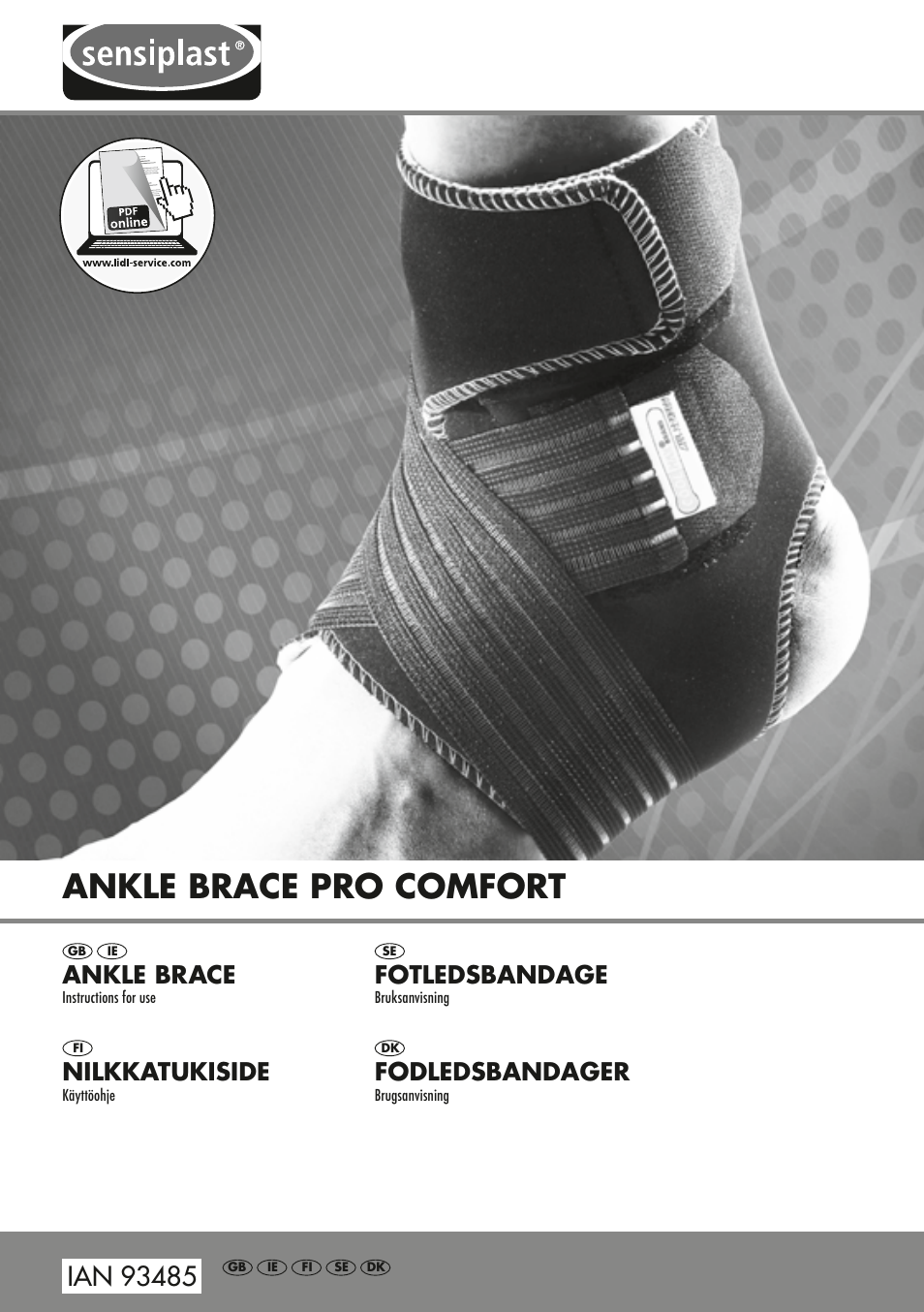 Sensiplast Pro Comfort Ankle Brace User Manual | 4 pages