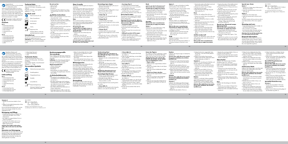 Sensiplast KINESIOLOGY TAPE User Manual | Page 2 / 2
