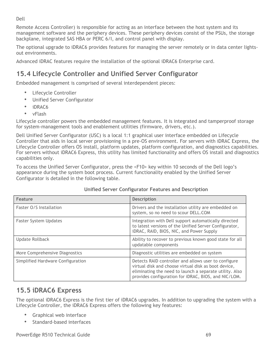 Idrac6 express, Table 30, 5 idrac6 express | Dell R510 User Manual | Page 69 / 82