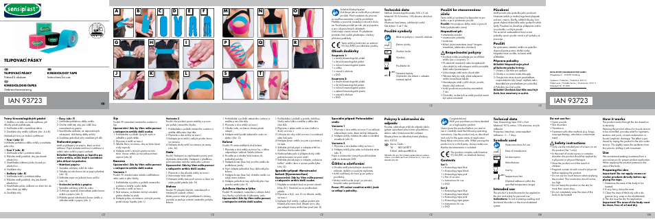 Sensiplast KINESIOLOGY TAPE User Manual | 2 pages