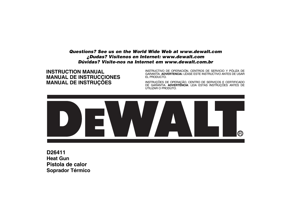DeWalt D26411 User Manual | 32 pages