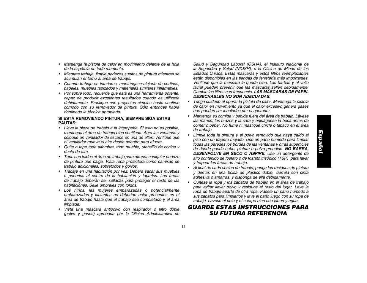 Español | DeWalt D26411 User Manual | Page 17 / 32