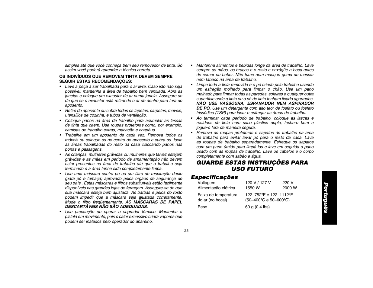 Por tuguês | DeWalt D26411 User Manual | Page 27 / 32