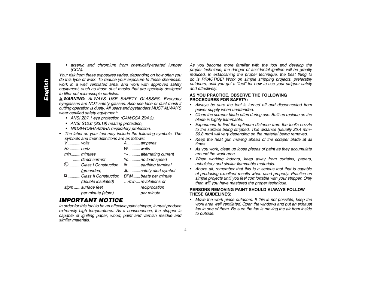 English, Important notice | DeWalt D26411 User Manual | Page 6 / 32