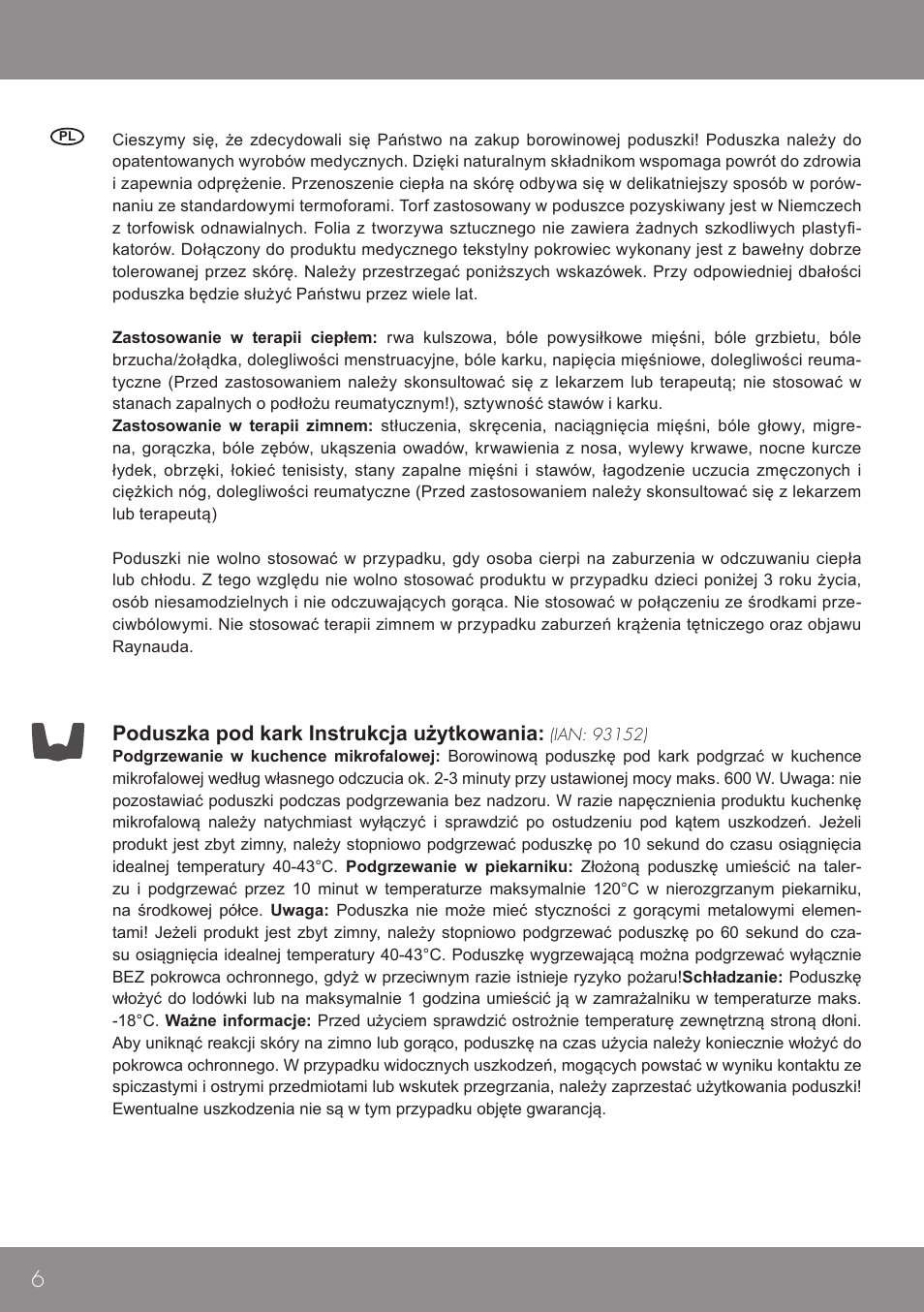 Poduszka pod kark instrukcja użytkowania | Sensiplast Moor Mud Neck Pillow User Manual | Page 6 / 16