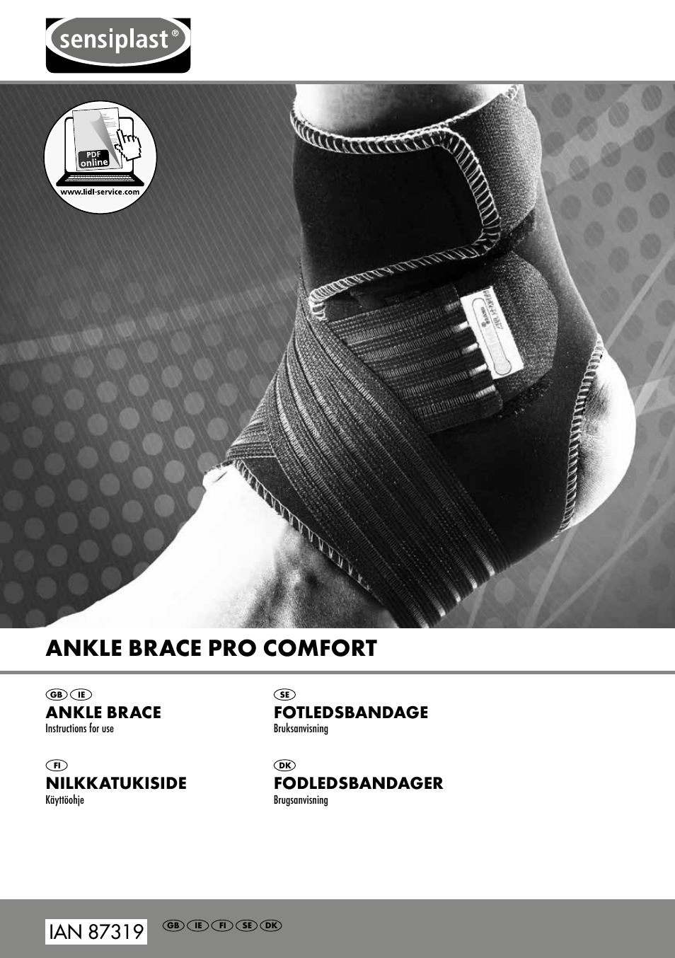 Ankle brace pro comfort, Ankle brace, Nilkkatukiside | Fotledsbandage, Fodleds bandager | Sensiplast Pro Comfort Ankle Brace User Manual | Page 13 / 24