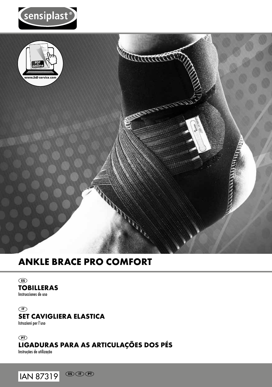 Ankle brace pro comfort, Tobilleras, Set cavigliera elastica | Ligaduras para as articulações dos pés | Sensiplast Pro Comfort Ankle Brace User Manual | Page 5 / 24