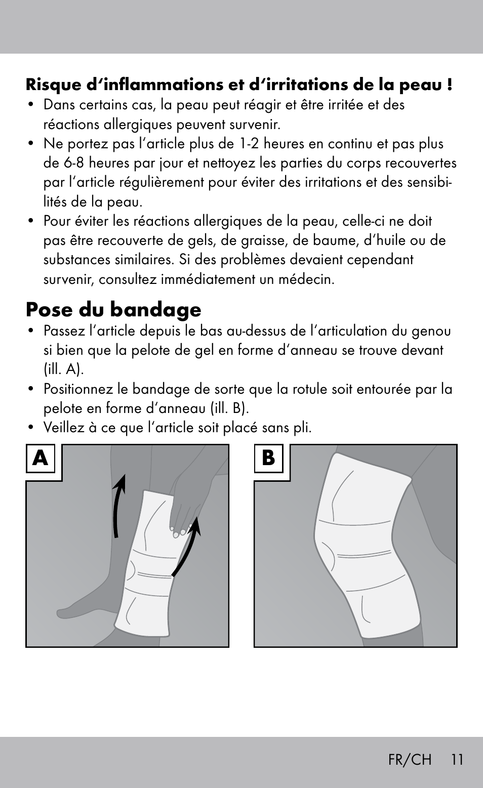 Pose du bandage | Sensiplast Knee Brace / Genu-Active User Manual | Page 11 / 24