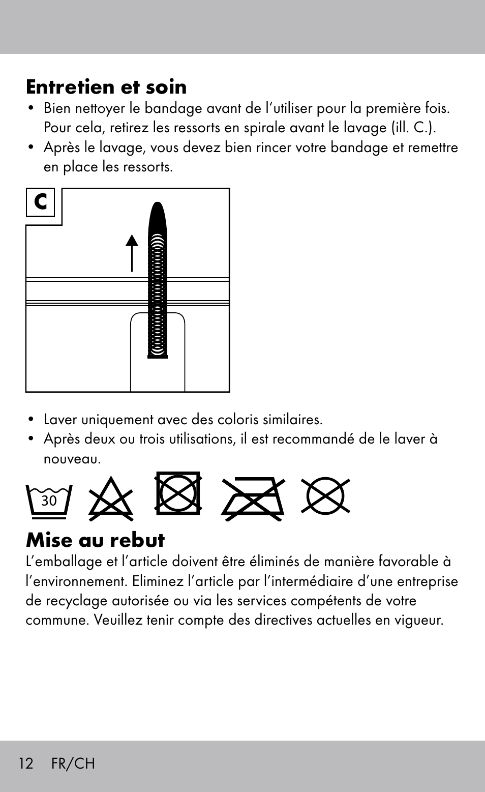 Entretien et soin, Mise au rebut | Sensiplast Knee Brace / Genu-Active User Manual | Page 12 / 24