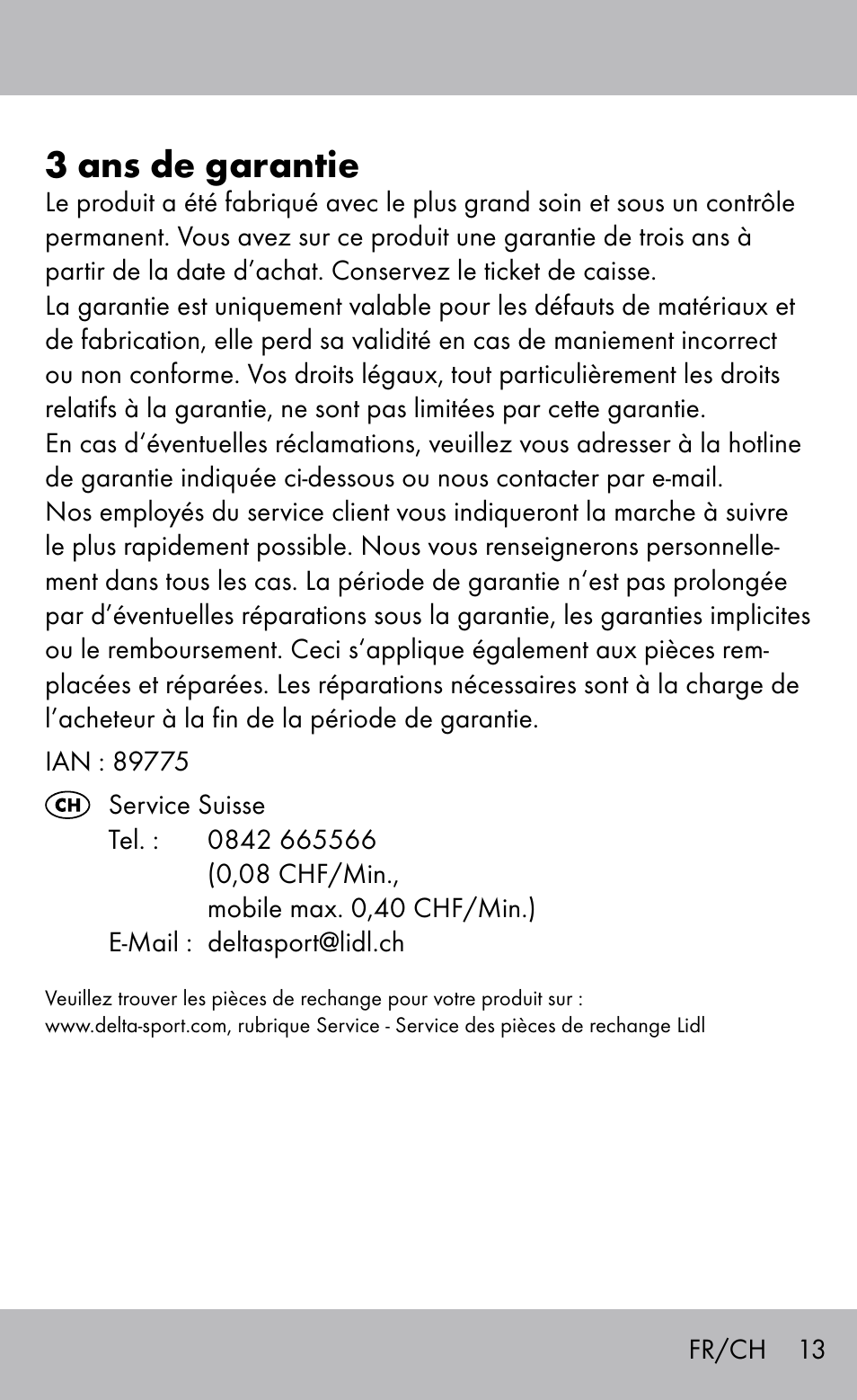 3 ans de garantie | Sensiplast Knee Brace / Genu-Active User Manual | Page 13 / 24