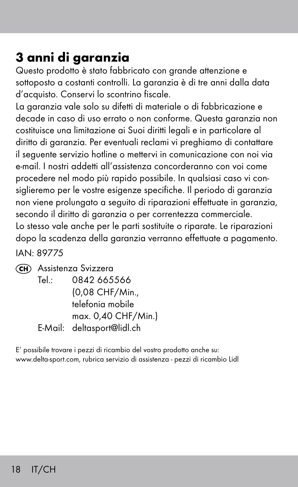 3 anni di garanzia | Sensiplast Knee Brace / Genu-Active User Manual | Page 18 / 24