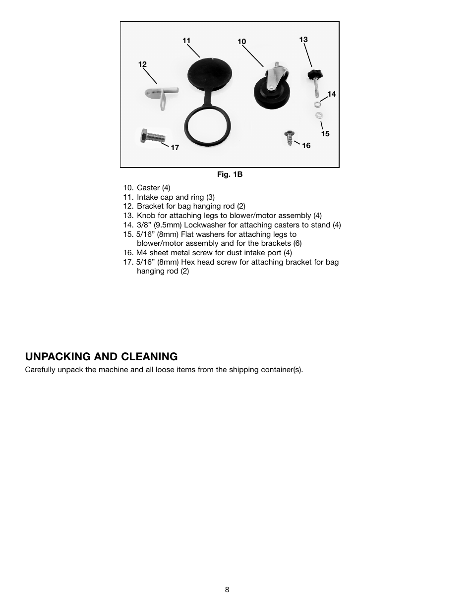 Unpacking and cleaning | Delta 50-761 User Manual | Page 8 / 16