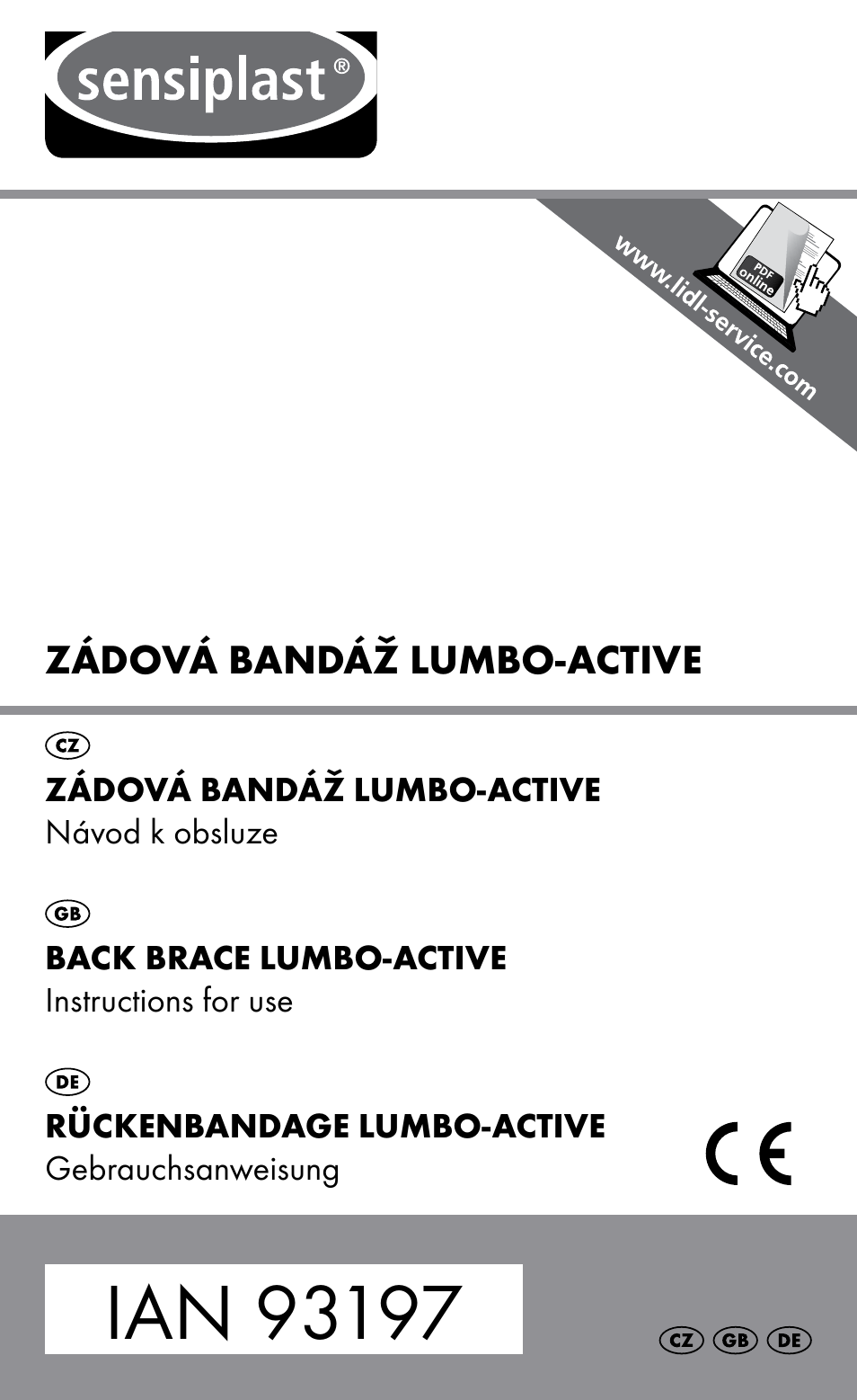 Sensiplast Back Brace / Lumbo-Active User Manual | 20 pages