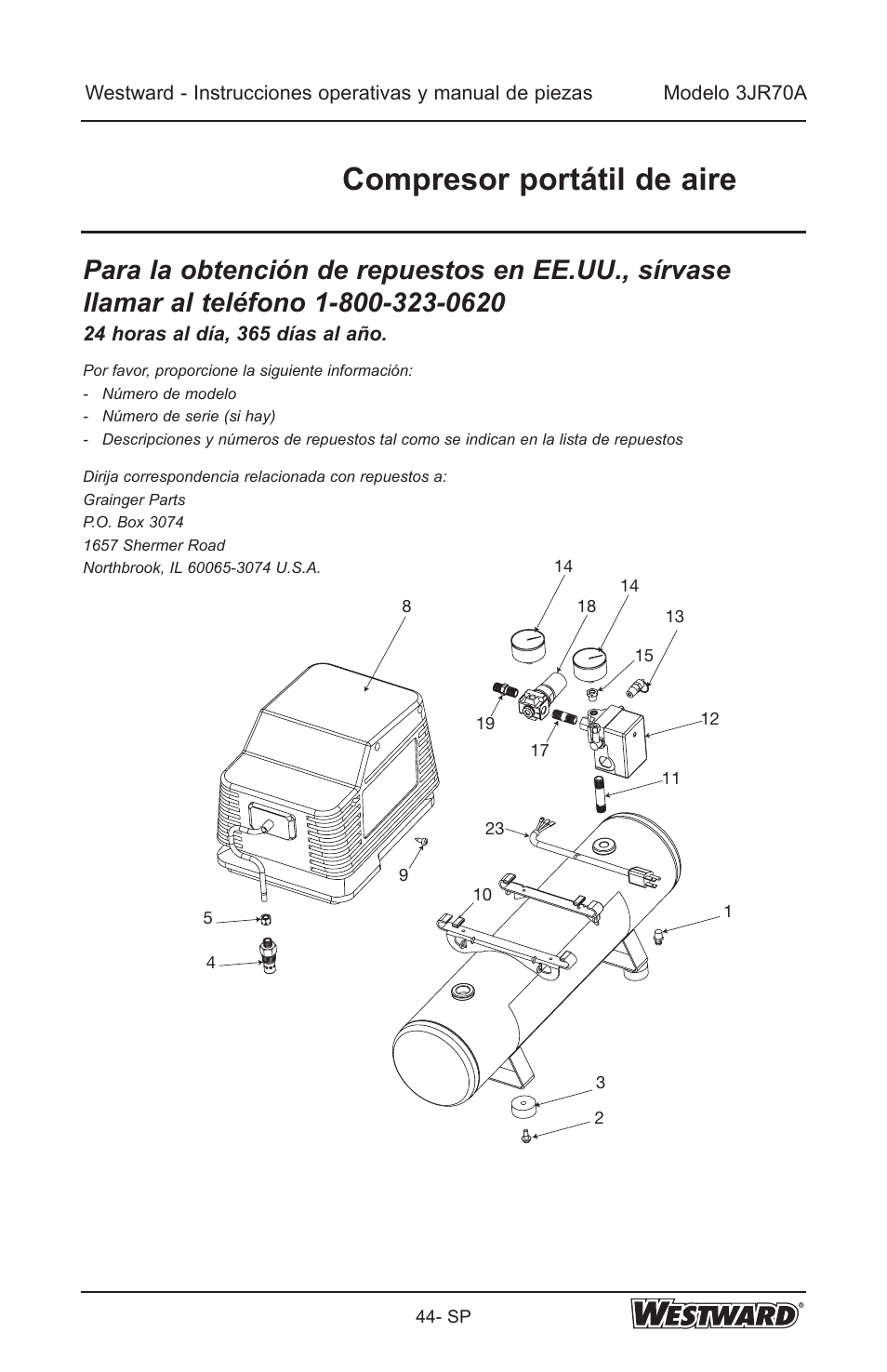 Compresor portátil de aire | Westward 3JR70A User Manual | Page 44 / 72