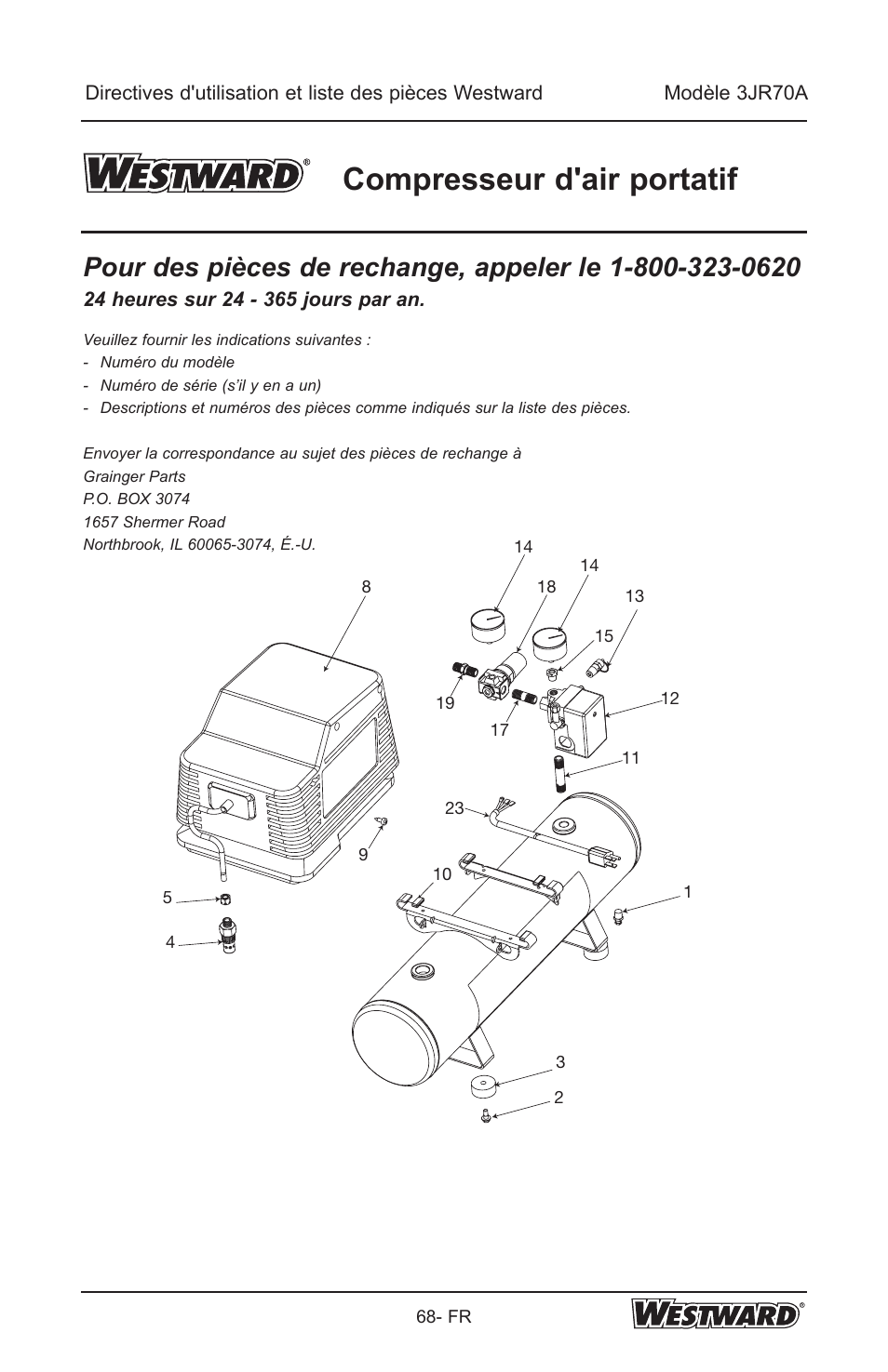 Compresseur d'air portatif | Westward 3JR70A User Manual | Page 68 / 72