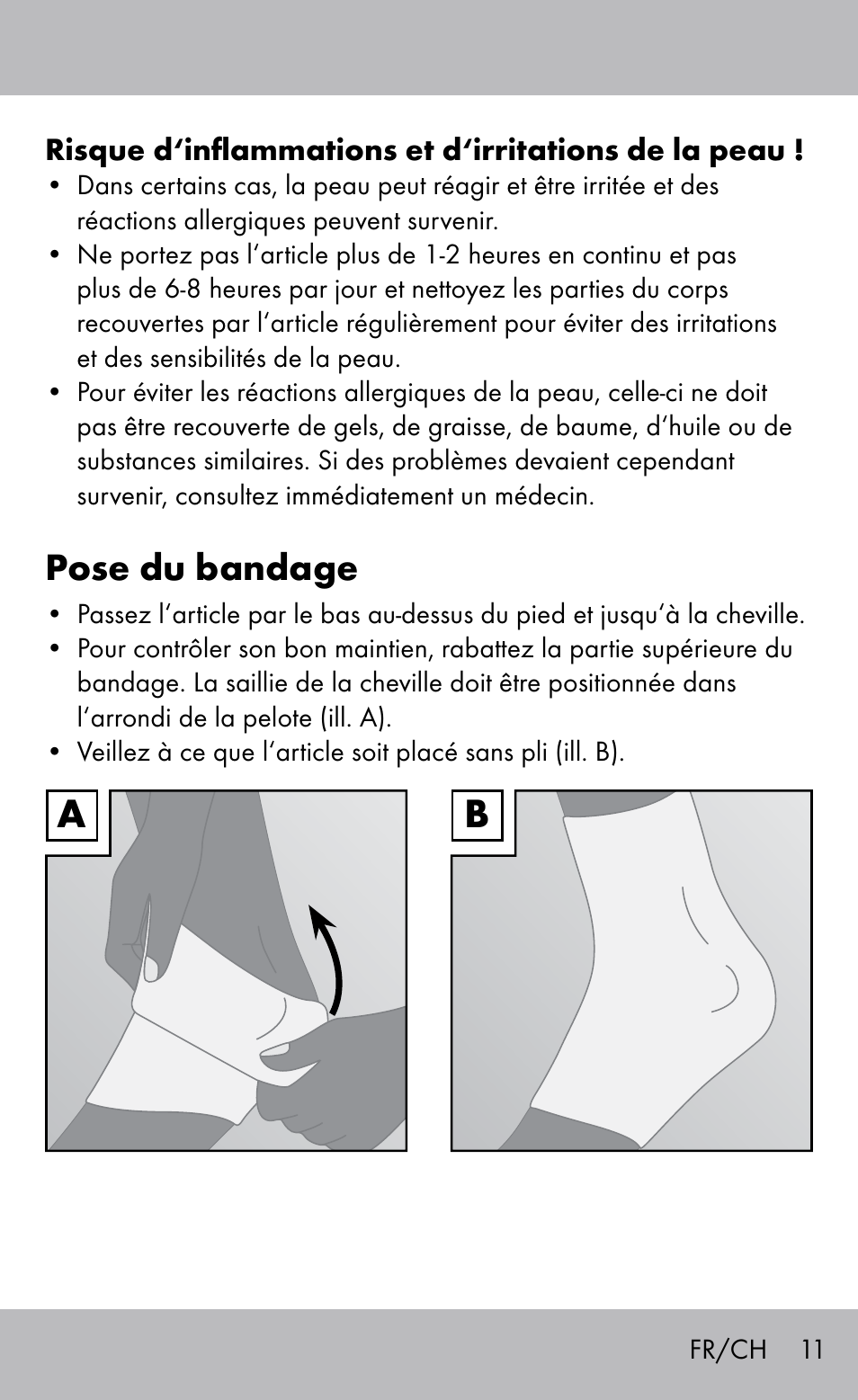Pose du bandage | Sensiplast Ankle Brace User Manual | Page 11 / 24