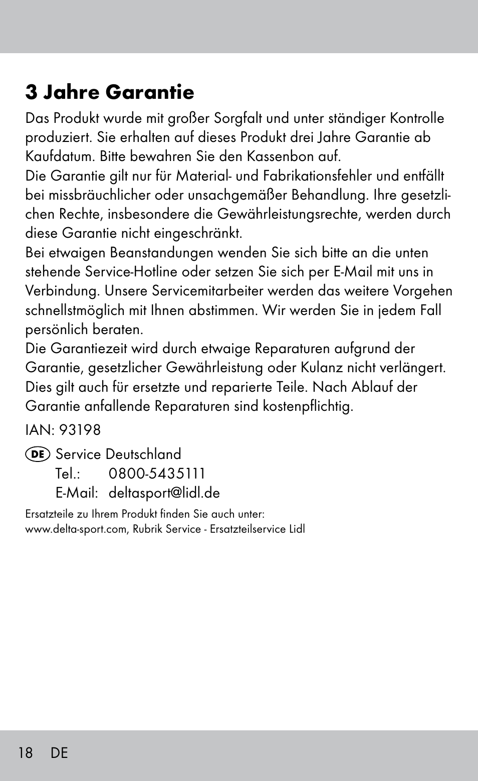 3 jahre garantie | Sensiplast Ankle Brace User Manual | Page 18 / 20