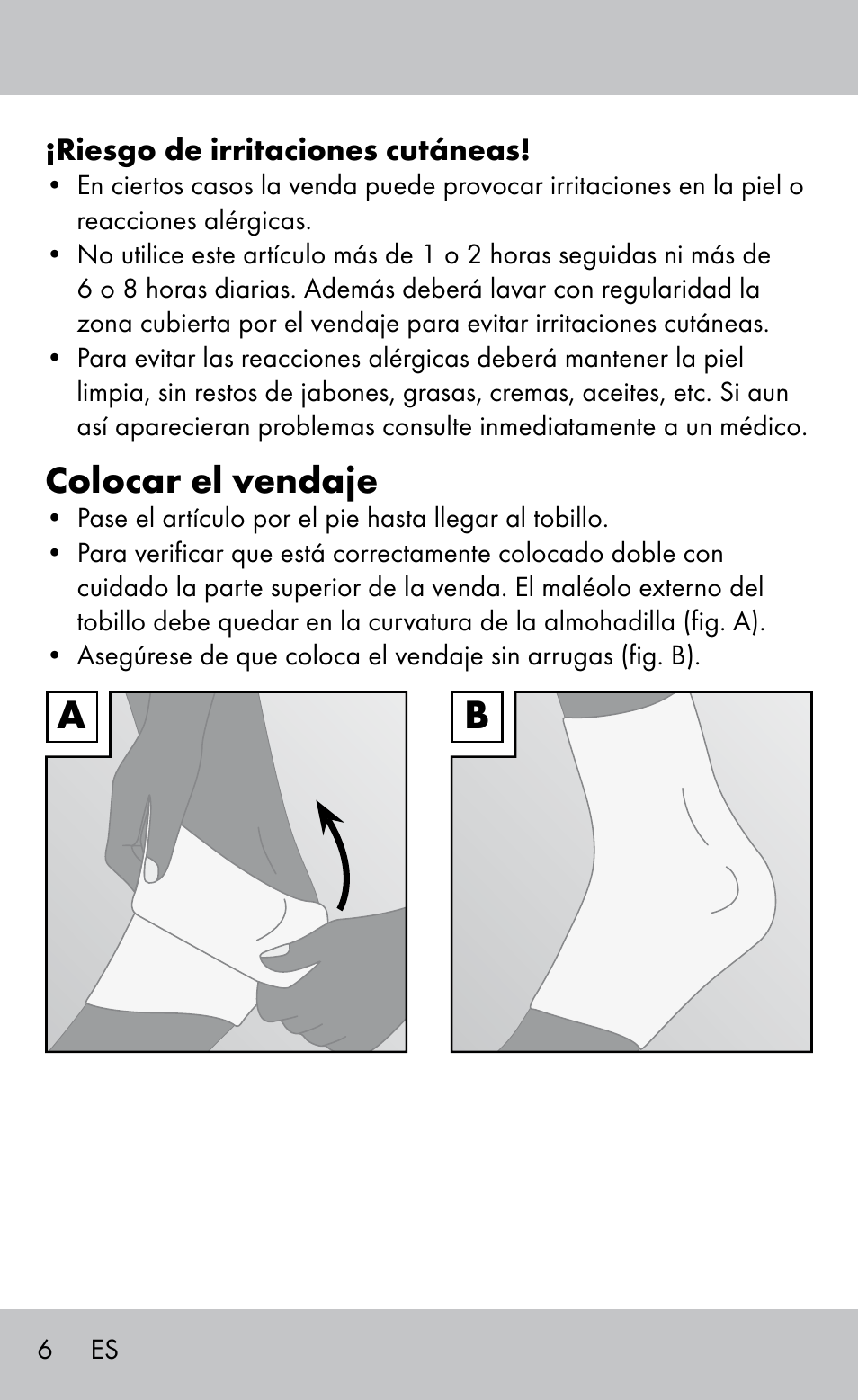 Colocar el vendaje | Sensiplast Ankle Brace User Manual | Page 6 / 20