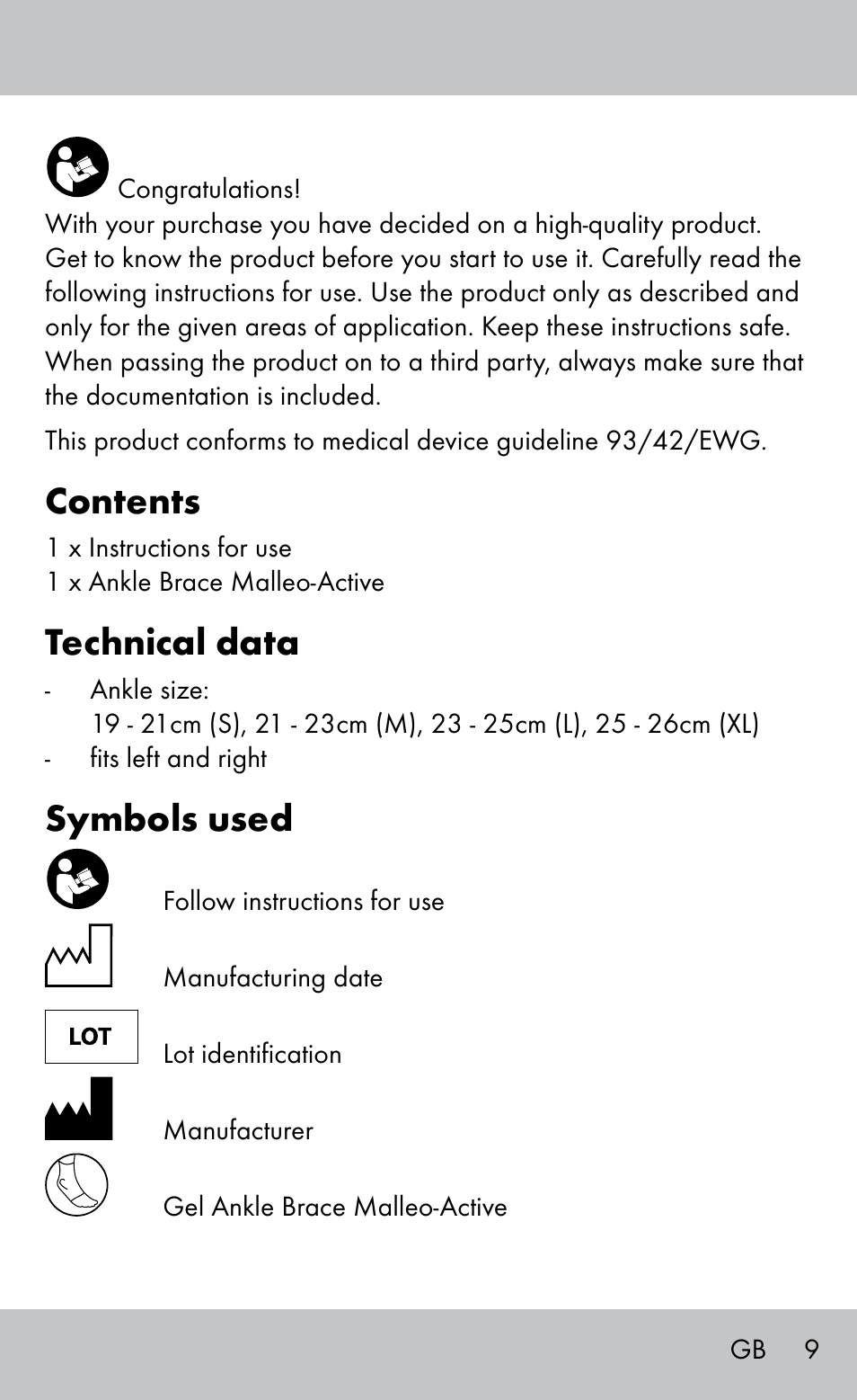 Sensiplast Ankle Brace User Manual | Page 9 / 20