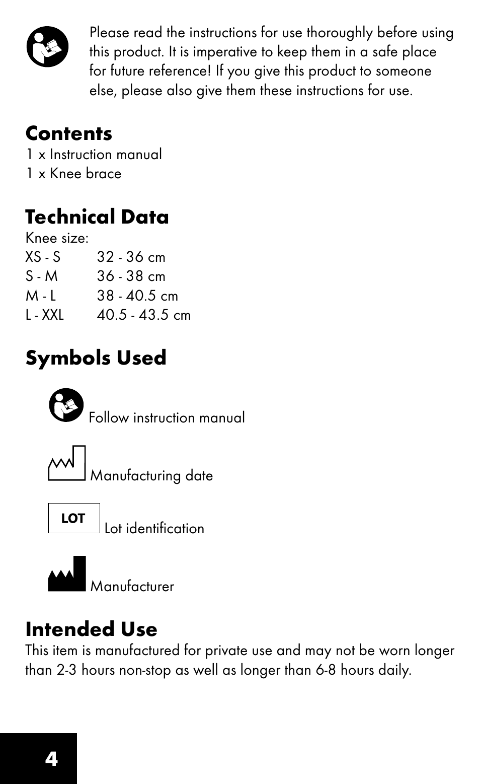 Sensiplast Pro Comfort Knee Brace User Manual | Page 4 / 8