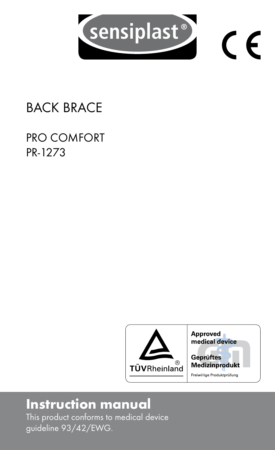 Sensiplast Pro Comfort Back Brace User Manual | 8 pages
