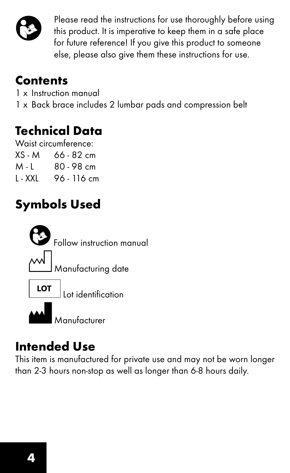 Sensiplast Pro Comfort Back Brace User Manual | Page 4 / 8