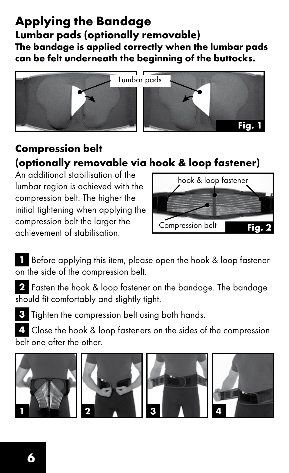 6applying the bandage | Sensiplast Pro Comfort Back Brace User Manual | Page 6 / 8