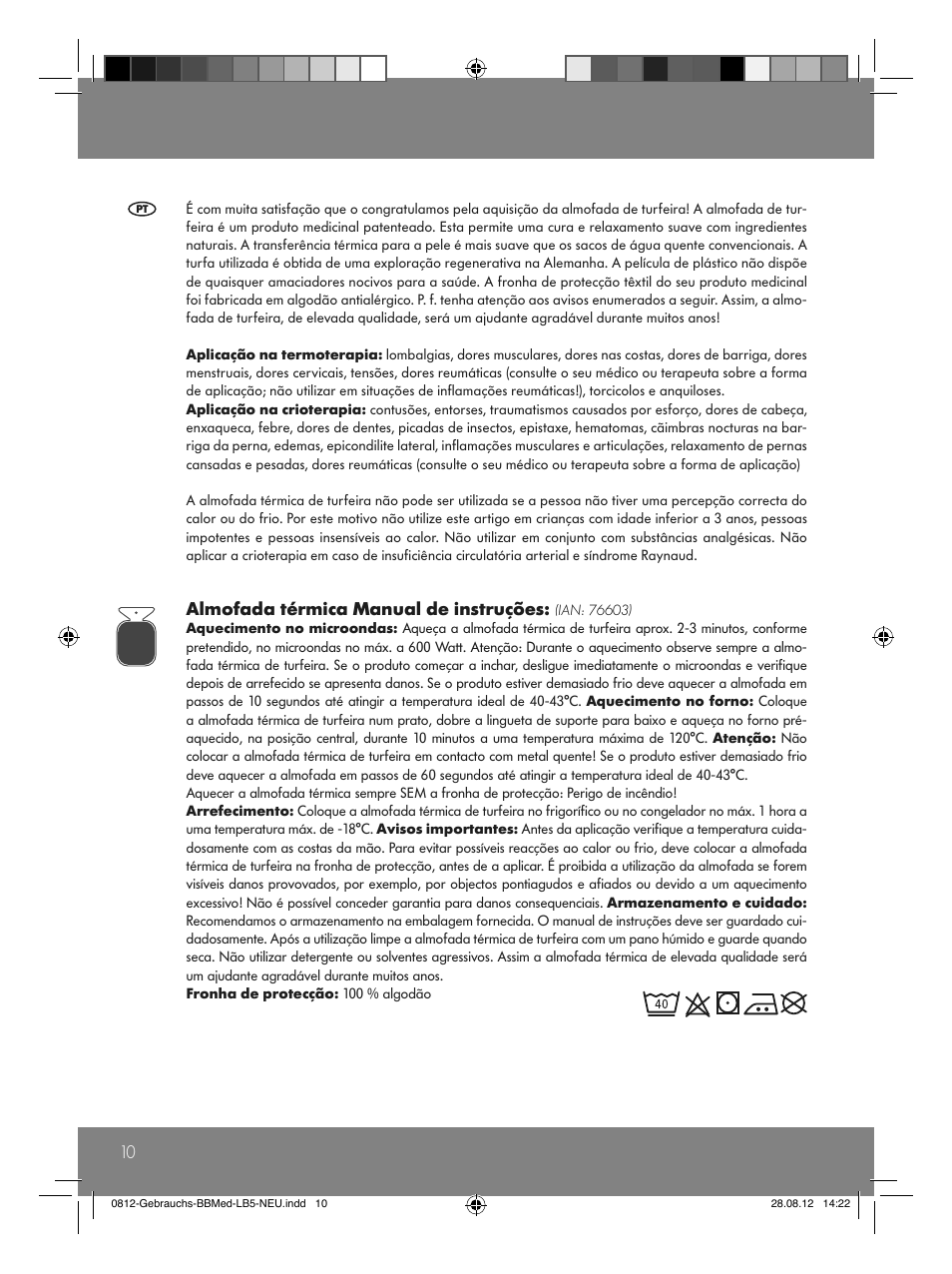 Almofada térmica manual de instruções | Sensiplast Moor Mud Pillow User Manual | Page 10 / 16