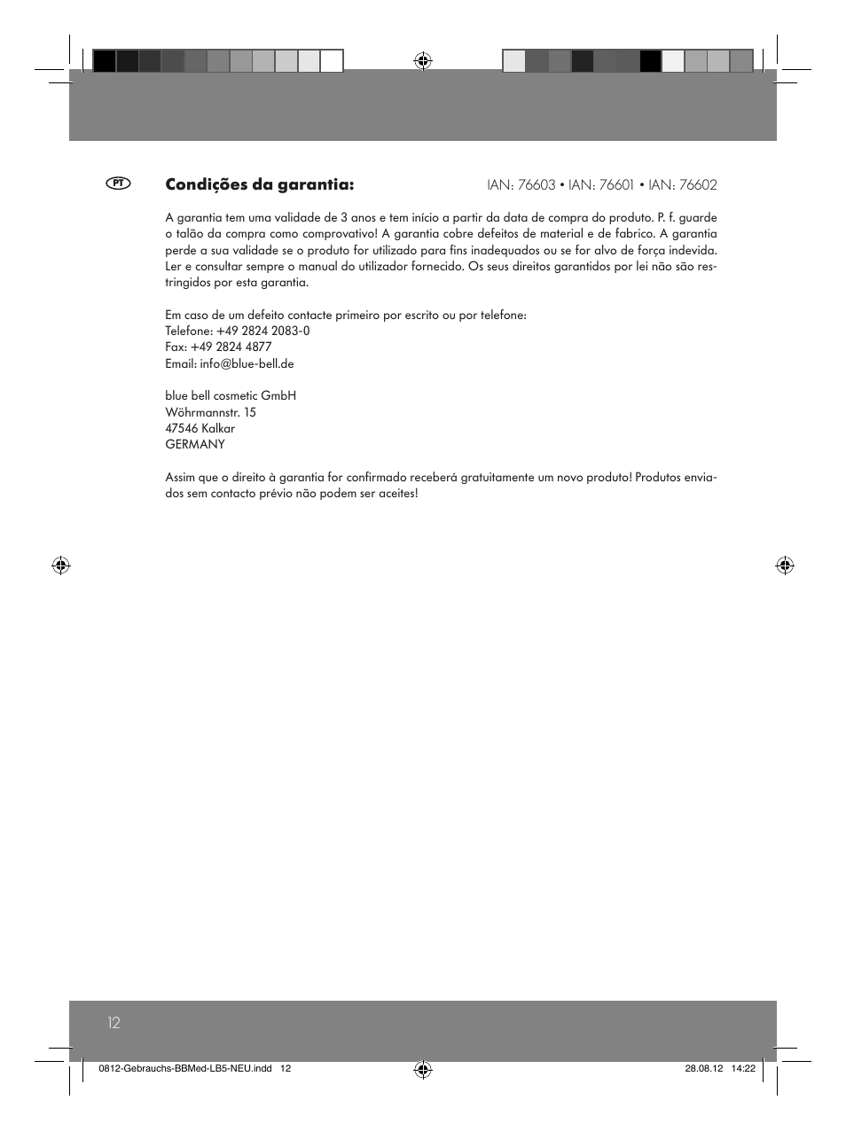 12 condições da garantia | Sensiplast Moor Mud Pillow User Manual | Page 12 / 16