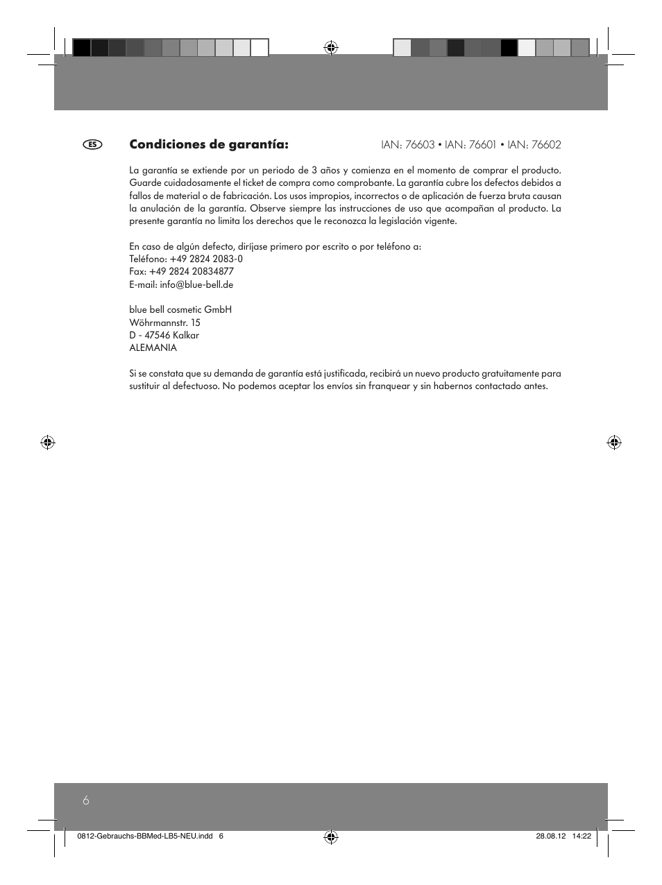 6condiciones de garantía | Sensiplast Moor Mud Pillow User Manual | Page 6 / 16