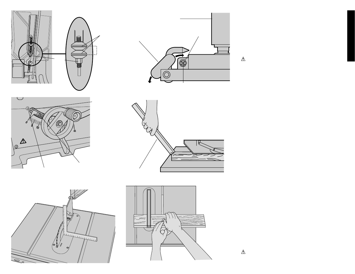 English kickback, Operation, Operating instructions | DeWalt DW744 User Manual | Page 11 / 37