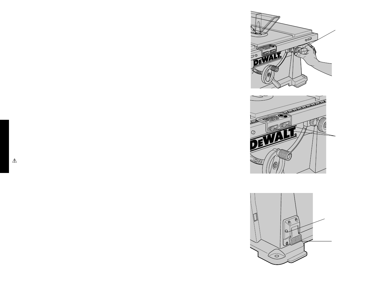 Español, Interruptor de encendido y apagado, Ajustes | DeWalt DW744 User Manual | Page 32 / 37