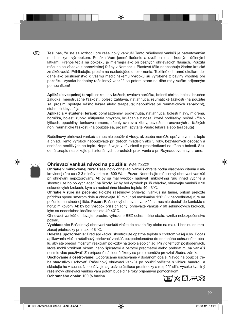 Ohrievací vankúš návod na použitie | Sensiplast Moor Mud Pillow User Manual | Page 19 / 24