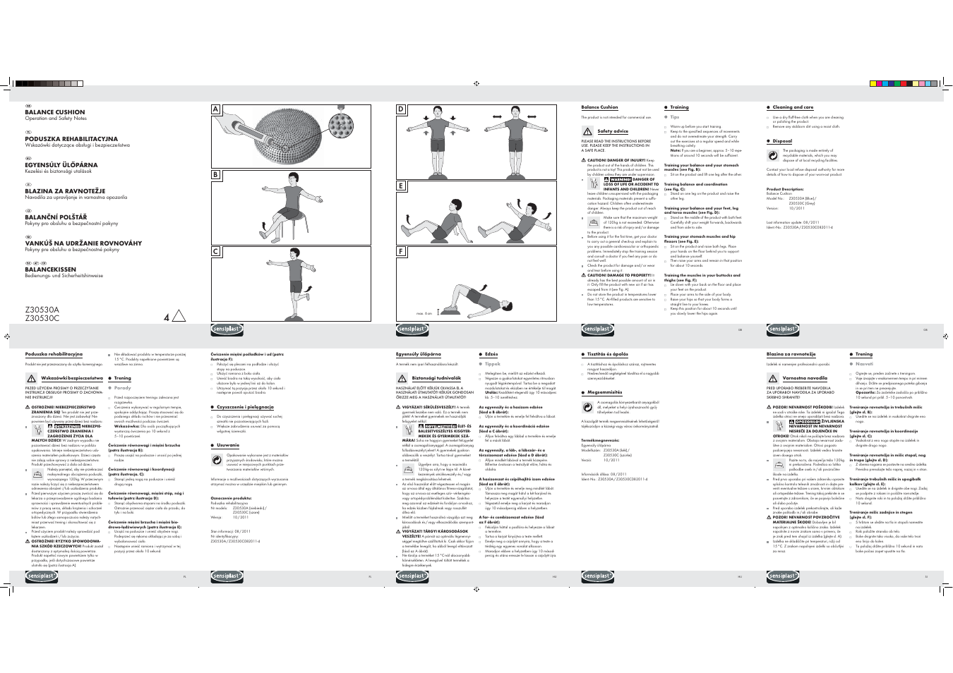 Sensiplast Balance Cushion Z30530A Z30530C User Manual | 2 pages