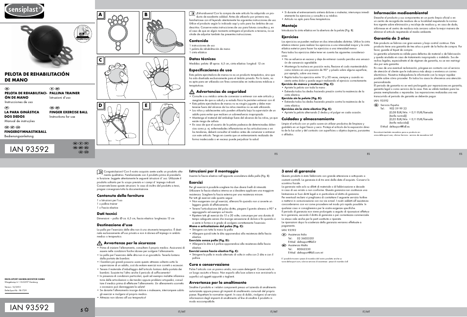 Sensiplast FINGER EXERCISE BALL User Manual | 2 pages
