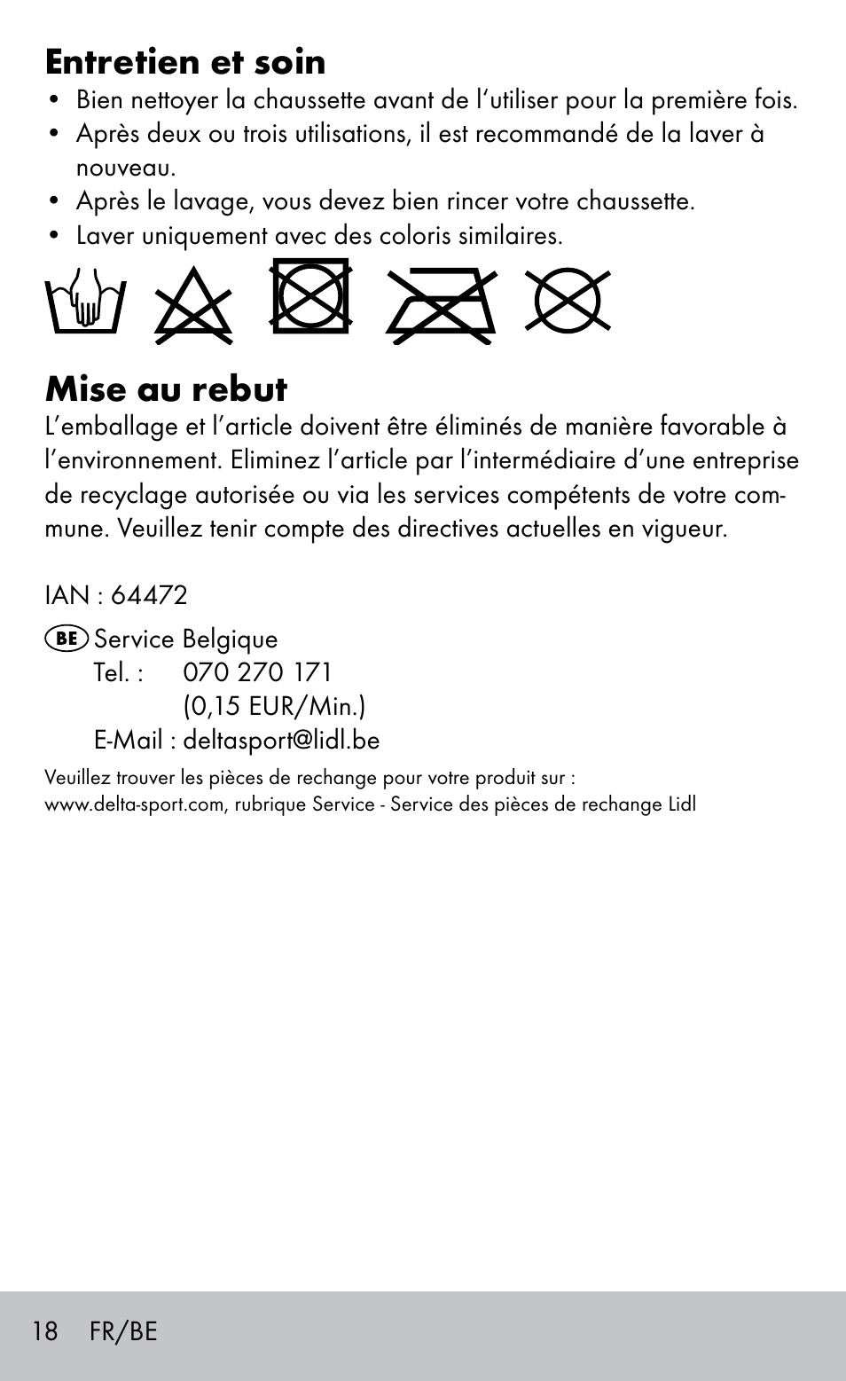 Entretien et soin, Mise au rebut | Sensiplast HEEL SLEEVE User Manual | Page 18 / 28