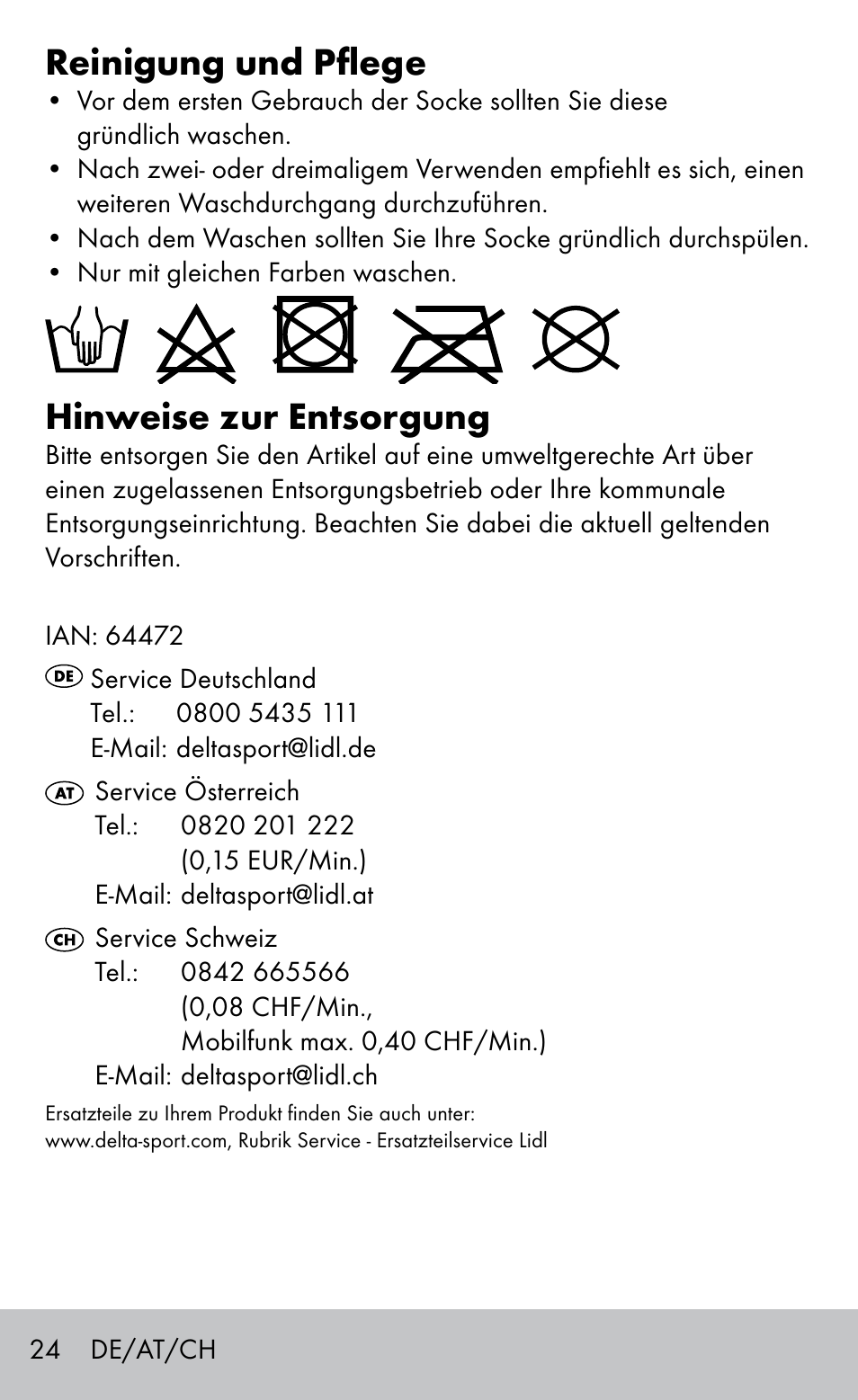 Reinigung und pflege, Hinweise zur entsorgung | Sensiplast HEEL SLEEVE User Manual | Page 24 / 28