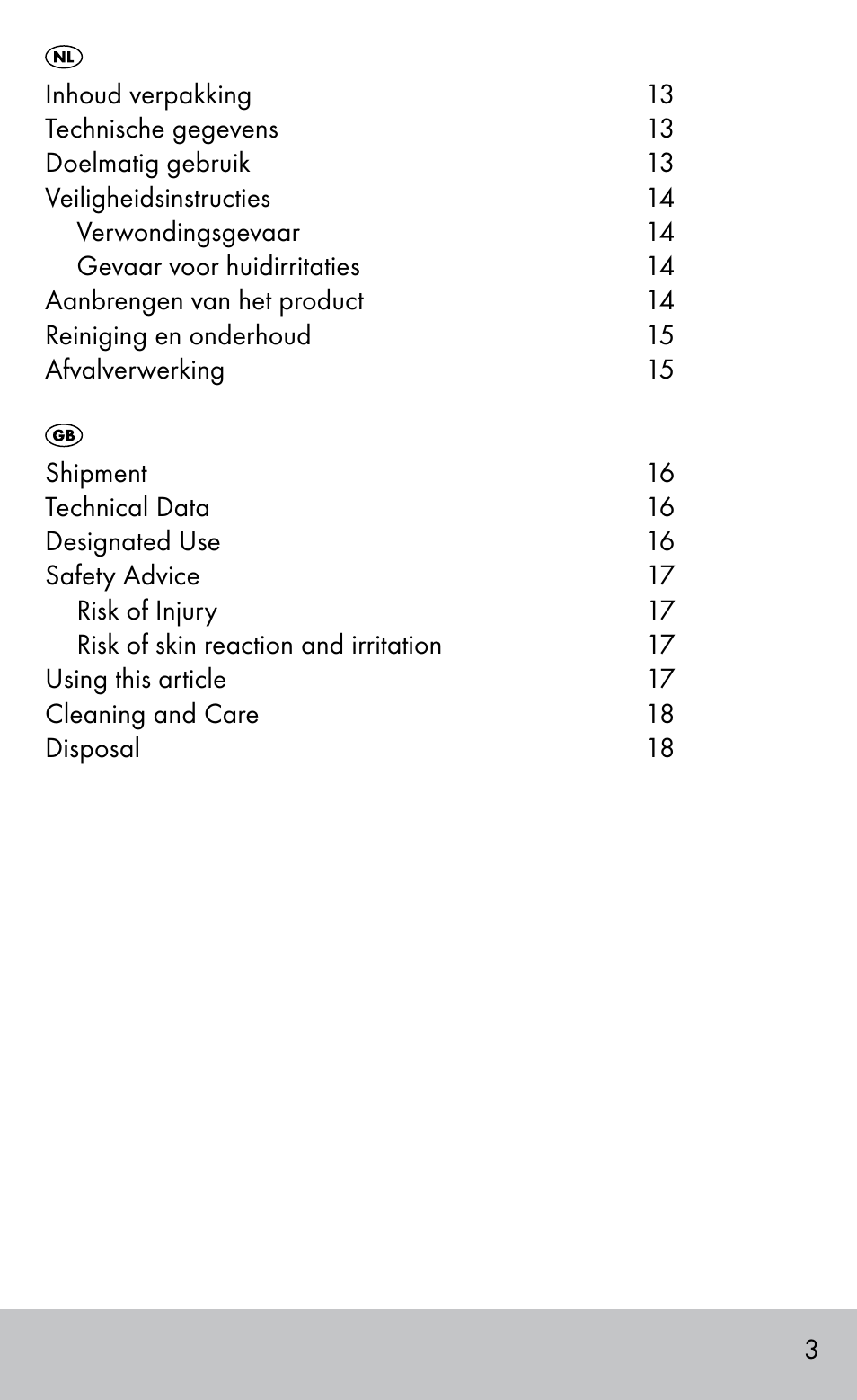 Sensiplast FINGER & TOE BANDAGES User Manual | Page 3 / 20