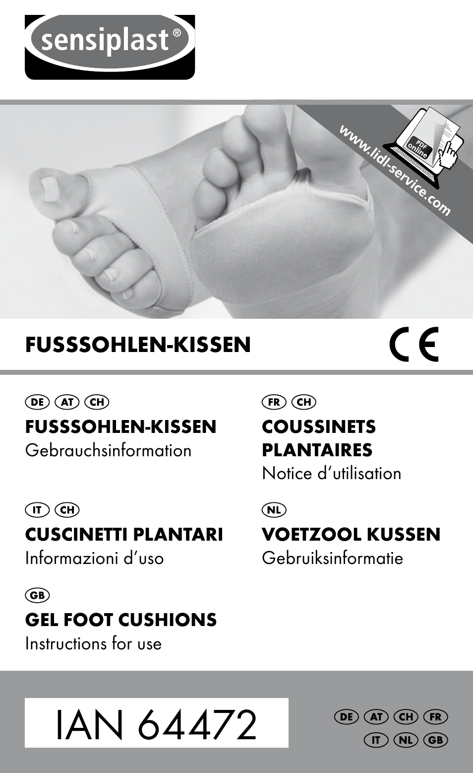 Sensiplast GEL FOOT CUSHIONS User Manual | 20 pages